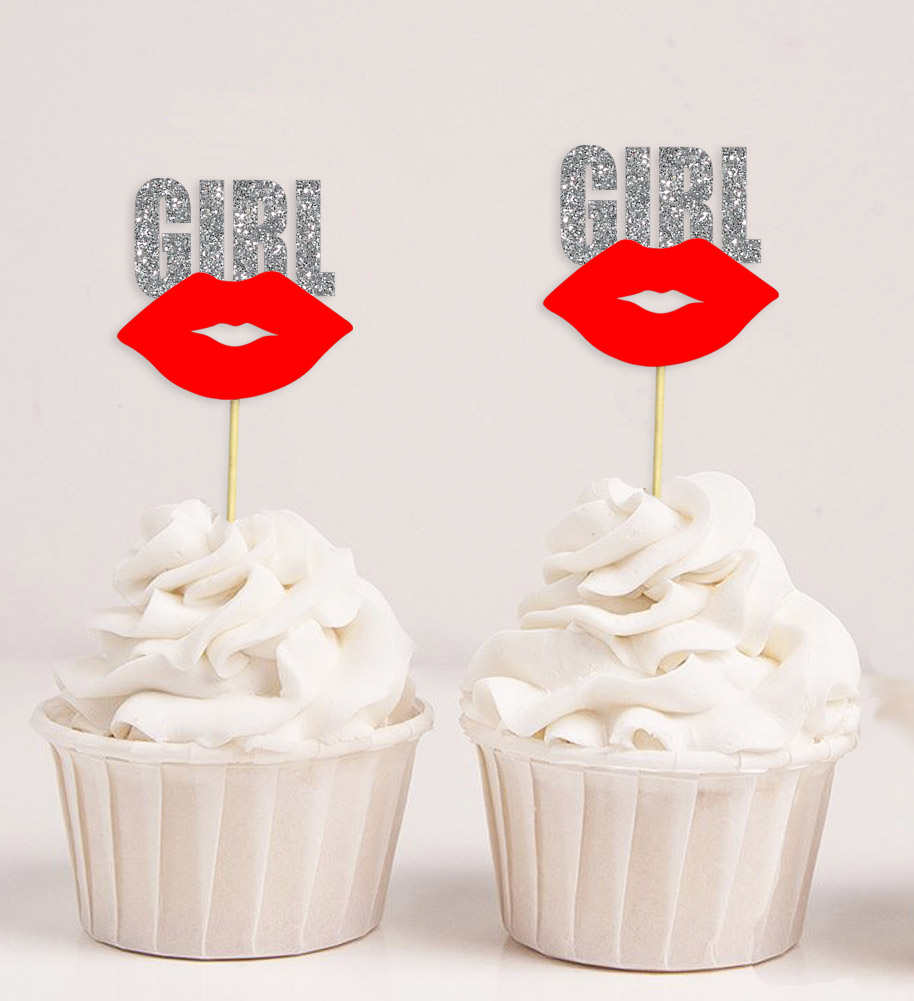 Darling Souvenir, Baby Shower Its a Girl Lip Cupcake Toppers, Gender