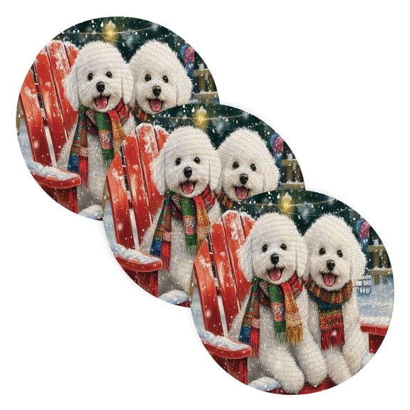 BZSMCE Mats for Pots,Pans Place Two Dogs Wearing Scarves Simple Style Pattern Pot Mats