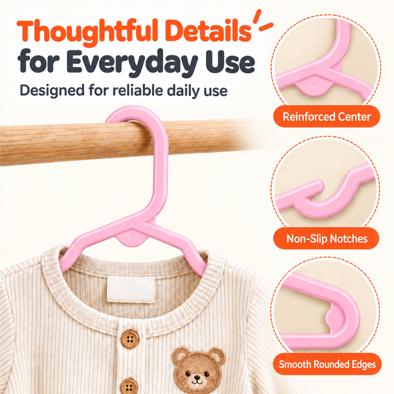 ACSTEP Baby Hangers, 20-Pack, Pink photo 7