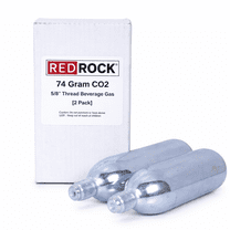 RedRock 74 Gram CO₂ Cartridges, 5/8-18″ Thread 2-Pack – Use with Beer Kegs, Cold Brew Coffee Kegs and Portable Beverage Dispensers