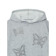 thumbnail image 5 of Planet Gold Girls' Rhinestone Butterfly Embellished Fleece Hoodie and Pant, 2-Piece Set, Sizes 4-18, 5 of 13