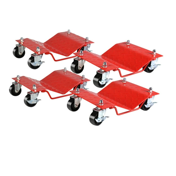 Car Dolly,6000 LBS Car Wheel Dolly,Heavy-Duty Car Tire Dolly Cart Moving Cars,Moving Dolly Car Tire Stake Set of 4 Piece for Cars, Trucks, Trailers, Motorcycles, and Boats (Red)