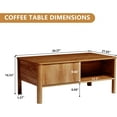 thumbnail image 3 of Wirrytor Mid-Century Lift Top Square Fluted Coffee Table with Dual Storage Shelf, Storage Center Coffee Tables with Waveform Panel Sliding Door Dining Table for Living Room Apartment(Walnut), 3 of 10