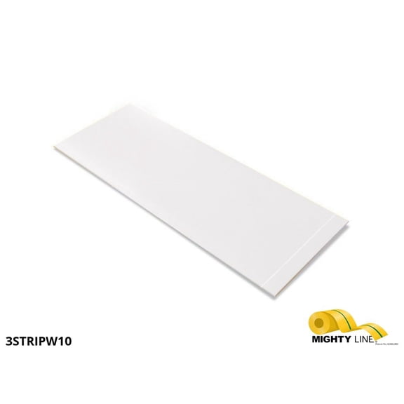 Mighty Line, White, 3" by 10" Segments, Peel and Stick 10" Strips