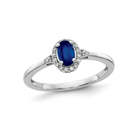 1/2 Carat (Ctw) Natural Blue Sapphire Ring in 14K White Gold with Diamonds