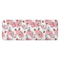 White Cow Milk Strawberry Pattern Kitchen Rug Mat,Kitchen Runner Rugs Non Skid Washable,Decorative Kitchen Floor Mats for Kitchen,Sink,Laundry,17"x47.2"