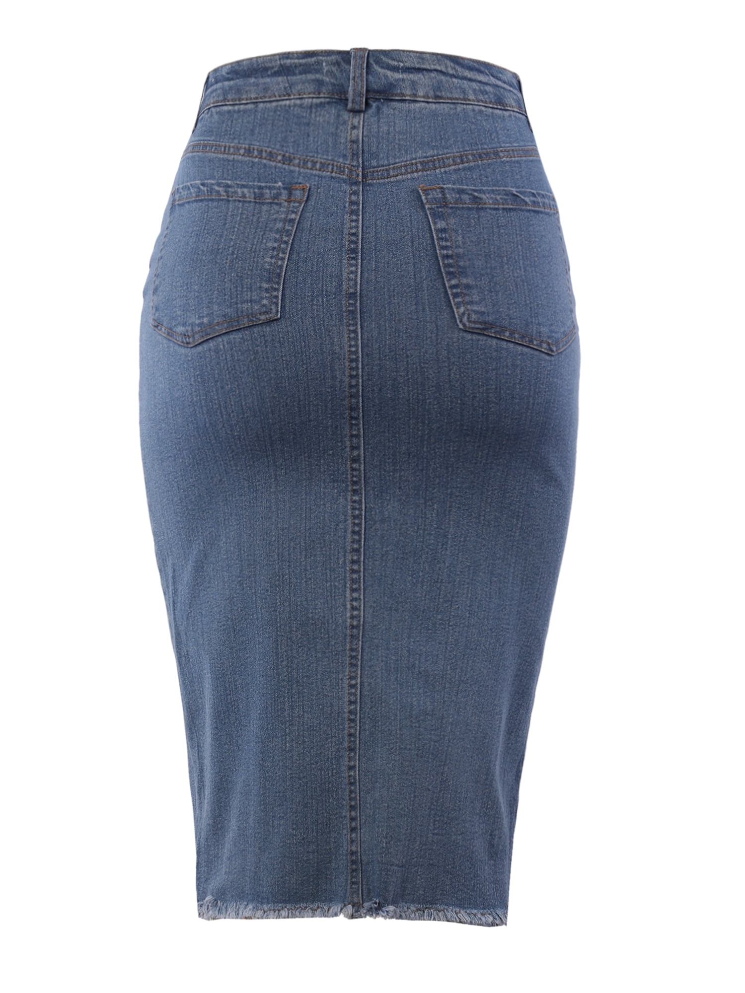 Topshop denim knee length pencil skirt in dirty gray | ASOS