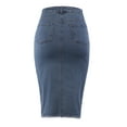 thumbnail image 3 of A2Y Women's Slim Fit Rayon Knee Length Rhinestone Front Slit Denim Jean Pencil Skirt Light Wash 1XL, 3 of 4