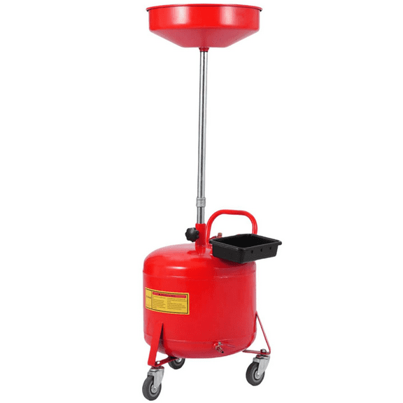 8 Gallon Waste Oil Drain Change Tank, Portable Oil Drain Container,Air Operated Fluid Drain Disposal Waste Oil Drain Change Tank with 15"Funnel Adjustable Height 28-62",with 360° Wheels & Toolbox