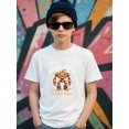 thumbnail image 2 of Boys Halloween Pumpkin Robot Graphic T-Shirt, Black Casual Style Description Halloween Shirts With Pumpkin and Robot Graphic, Girls/Boys Fall Clothes, Round Neck Short Sleeve T-Shirt, Cool, 2 of 7