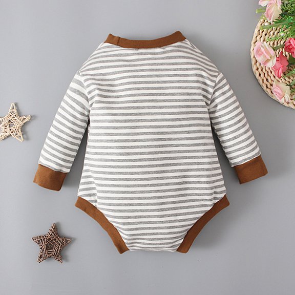 Vedolay Bodysuits for Winter Boys Winter Floral Halter Neck Long Sleeve Jumpsuit with Side Pockets,Brown 12-18 Months