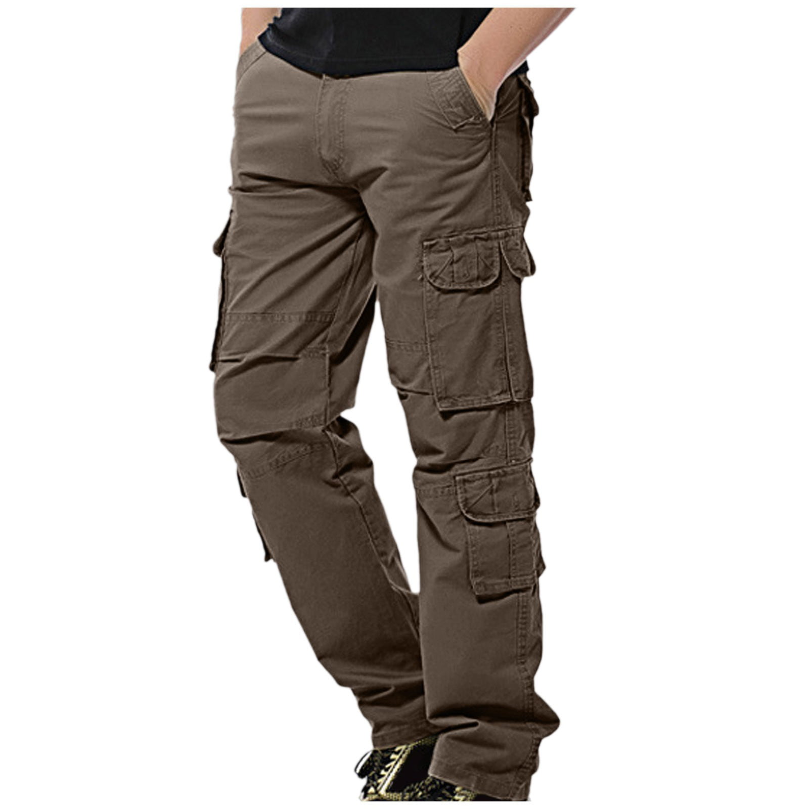 Cargo Pants For Men Men'S Mid Waist Zip Cargo Pants Relaxed Fit 