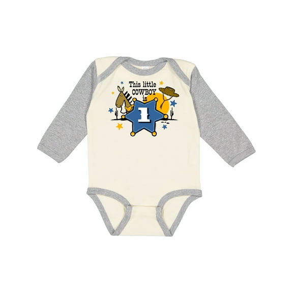 Inktastic Little Cowboy 1st Birthday Boys Long Sleeve Baby Bodysuit