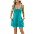 thumbnail image 3 of Mono de Verano Sin Mangas para Mujer, Holgado, Ajustable, con Tirantes Finos, Elástico y Bolsillos. Azul y Verde L, 3 of 9