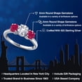 thumbnail image 2 of Gem Stone King 925 Sterling Silver White Created Sapphire and Red Ruby Engagement Ring for Women | 2.10 Cttw | Round 6MM | Gemstone September Birthstone | Size 7, 2 of 6