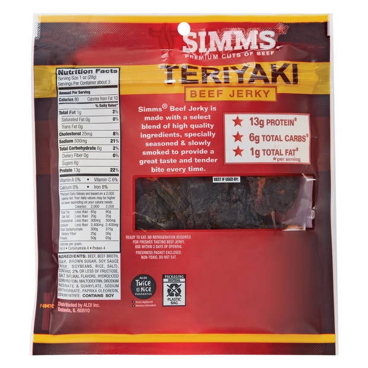simms beef jerky nutrition