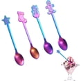 thumbnail image 1 of Cuchara Navideña Acero Inoxidable - 4 cucharas pequeñas para cubiertos, cucharas de café,Juego de cucharas de flores de calidad alimentaria para suministros para fiestas navideñas, decoraciones de mes, 1 of 5