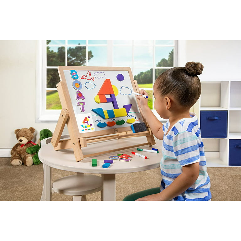Easel for Kids Wooden Table Top Easel Double-Sided Whiteboard