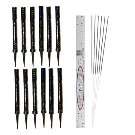 KOS 2 Pack of 6 Black Wrapping Sparkling Candles and 1 Pack of 6 10inch Sparklers for Birthdays Weddings Parties Cake Sparklers