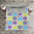 thumbnail image 3 of Ambesonne Abstract Quilted Bedspread Set 3 Pcs, Lemon Pattern Citrus, Queen Size, Pale Green and Violet, 3 of 3