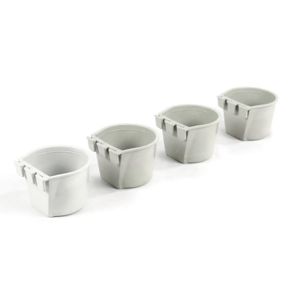 The ROP Shop 4-Pack - Gray Cage Cups hold 0.5 Pint / 8 fl oz to Hang Feed & Water for Pets