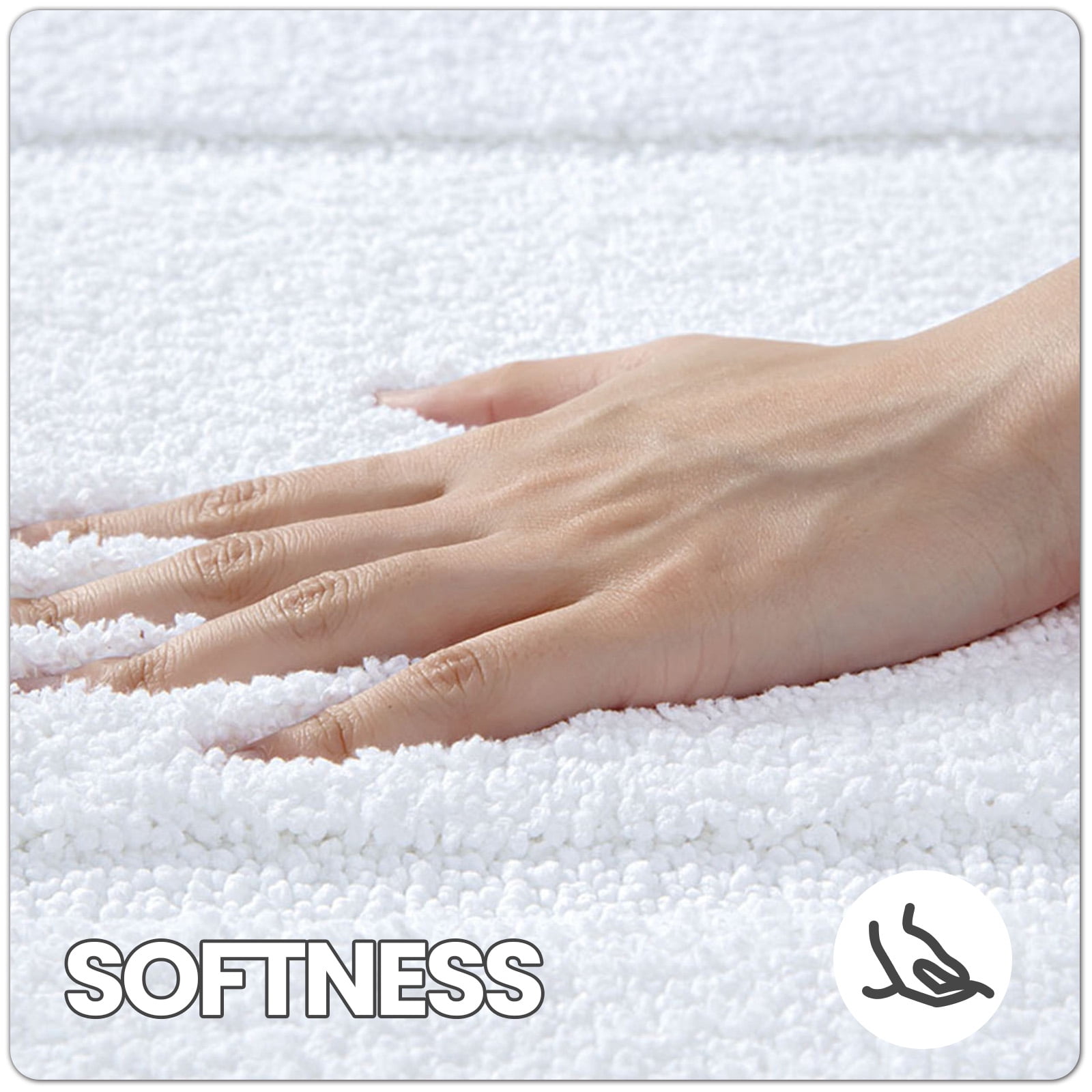 OEAKAY Soft and Plush Non-Slip White Microfiber Bath Rug, 24" x 16", Super Absorbent