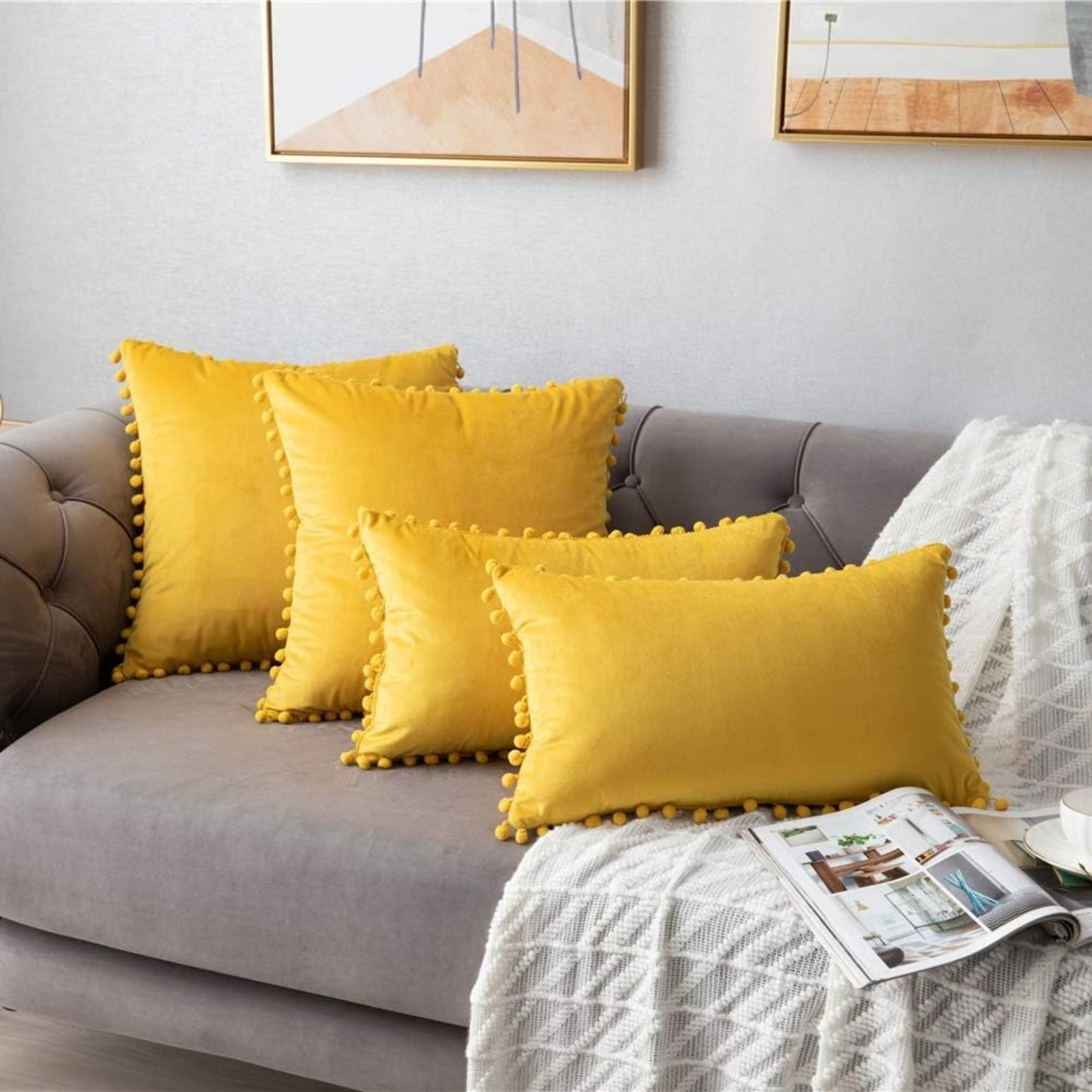 16×16 Inch Decorative Throw Pillow Cover 2-Pack Soft Textured Accent Cushion for Sofa Bed Living Room Home Decor