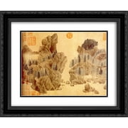 Qian Xuan 2x Matted 24x20 Black Ornate Framed Art Print 'Dwelling in the Floating Jade Mountains'