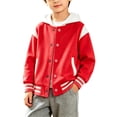 thumbnail image 2 of Varsity Jackets Classic Striped Hem Collar Baseball Coat Full Snap Placket Classroom Activity Bridal Shower Toddler Outerwear, 2 of 6