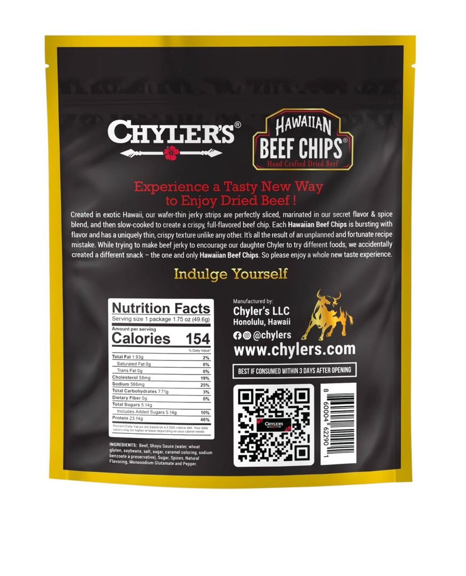Chyler's Hawaiian Beef Chips - Original (Pack of 3)