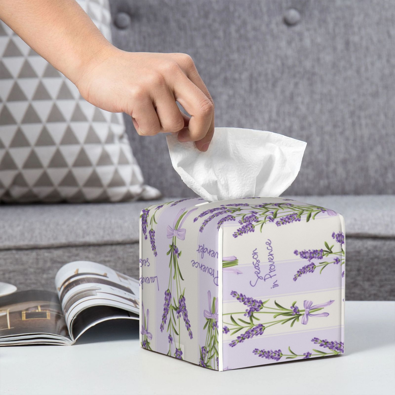 Boîte à Mouchoirs Carrée Pliable En Similicuir – Forme Fleur Et Feuilles, étanche, Pour Salle De Bain