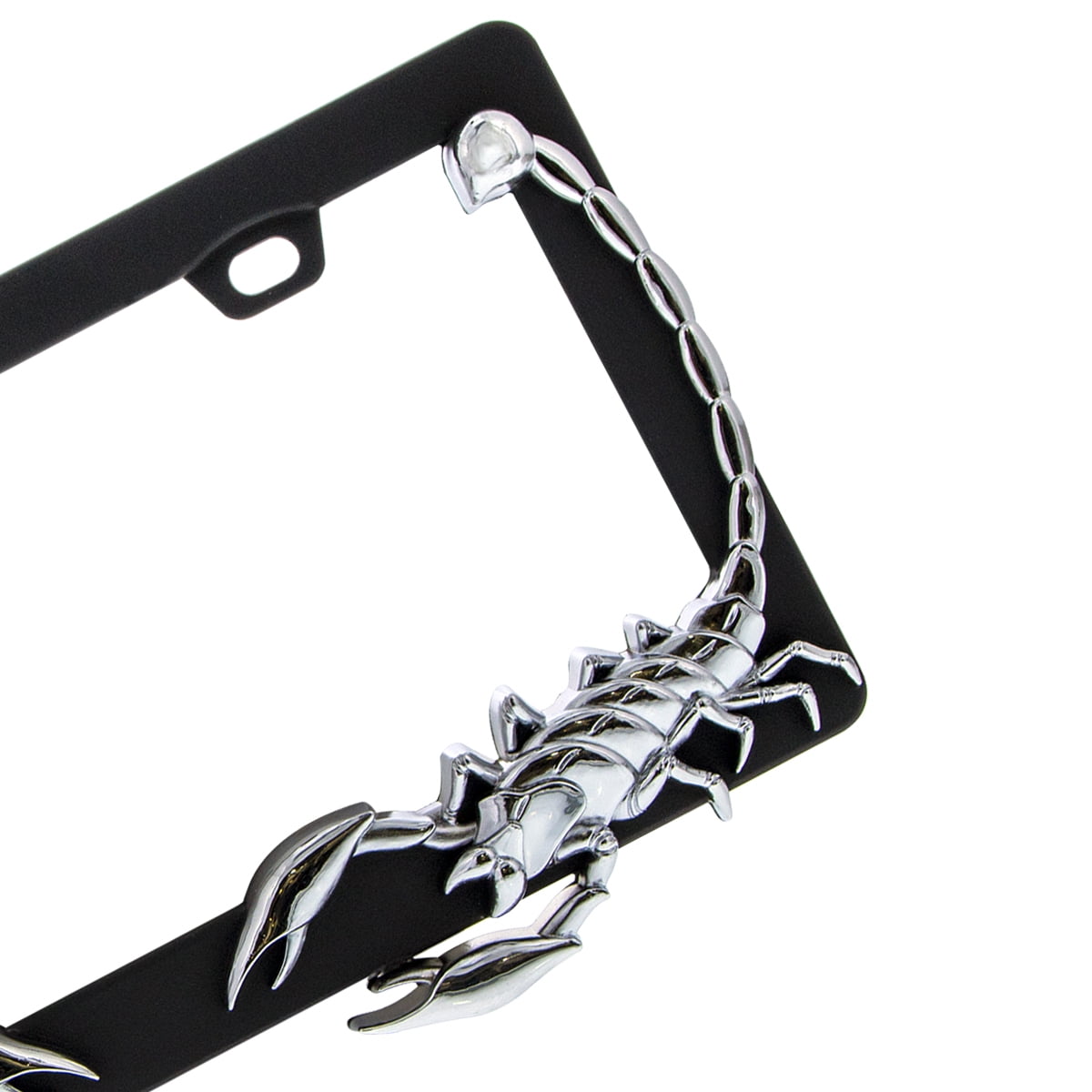 United Pacific 50034 Universal Die-Cast Metal, Chrome Scorpion License Plate Frame Holder for Cars, Trucks, RVs, Semi, Car Accessories - 1 Unit