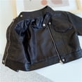 thumbnail image 7 of Piuwrlz Girls Biker Jacket for Kids Zipper Leather Jackets Casual Outerwear Black Size 5-6 Years, 7 of 7