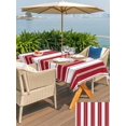 thumbnail image 4 of Outdoor Tablecloth with Umbrella Hole & Zipper, Red Striped Rectangle Tablecloth 60x120 Inch, Minimalist Farmhouse Vertical Stripe Patio Table Cover Waterproof Table Cloth for Picnic/Party, 4 of 7