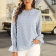 thumbnail image 3 of Women"s Chiffon Blouse Long Sleeve Ruffled Neck Shirts Fall Casual Pullover Tops, 3 of 5