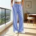 thumbnail image 2 of VBVC Women's Ribbed Wide Leg Lounge Pants , Casual Drawstring Loose Fit Trousers For Women , Ladies' Lightweight Sweatpants with Pockets, Blue , S-2XL, 2 of 7