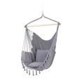 thumbnail image 1 of DYNWAVECA Hammock Chair Bohemian Comfortable Hanging Rope Swing for Outside Porch Deck Light Gray, 1 of 10