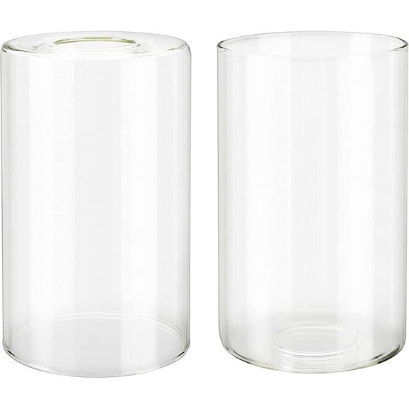 Aspen Creative 23611-02,Clear Cylinder Glass Shade. 4"Dia x 6-1/2"H / Center Hole:42mm.Set of 2.