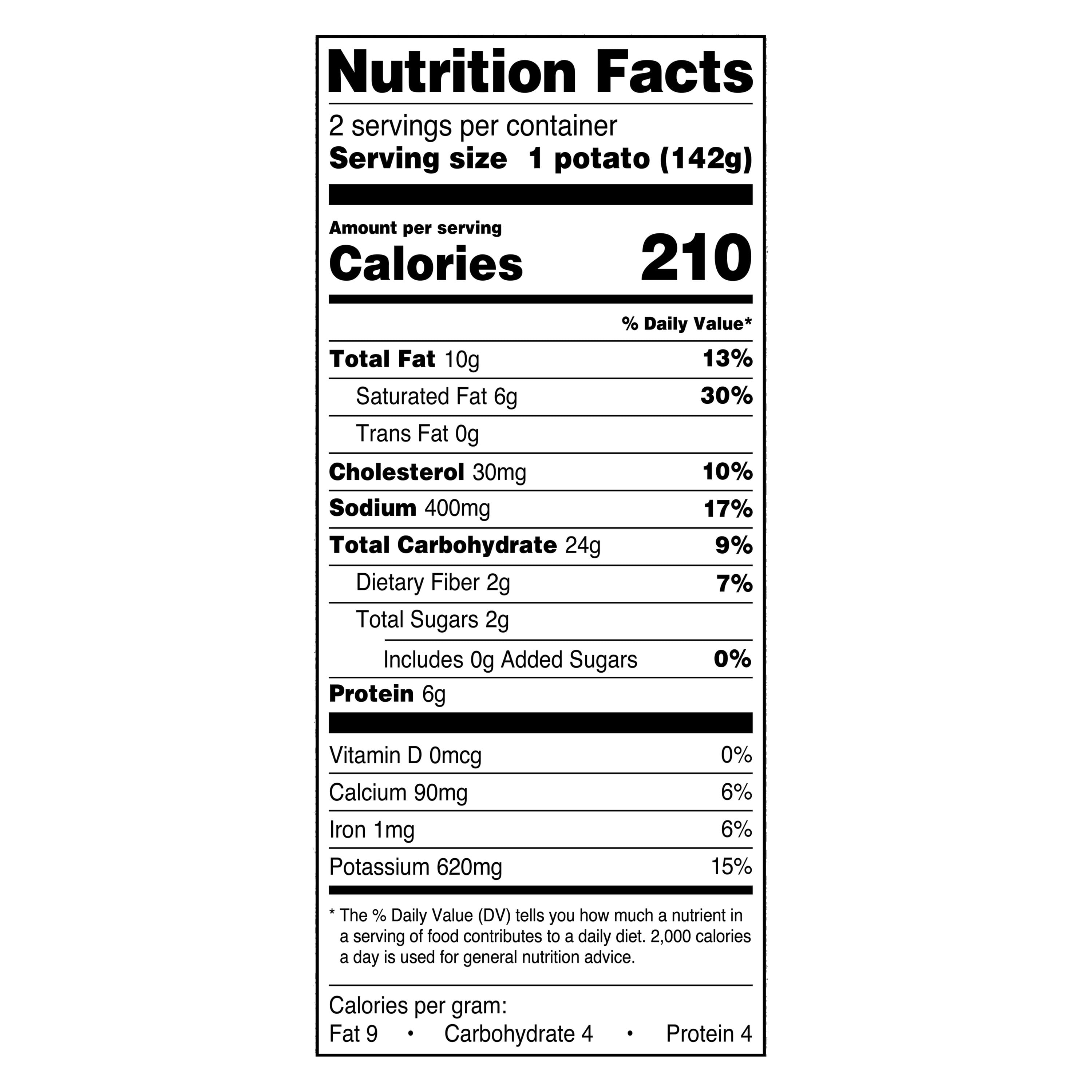 Great Value Cheddar and Bacon Twice Baked Potatoes, 10 oz (Frozen)