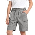 thumbnail image 6 of Zwiiyzr Kids Boys Half Cargo Shorts Solid Color Loose Kids Casual Shorts Active Summer Clothes with Pockets Gray, 6 of 8