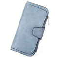 thumbnail image 1 of Billetera CLUCI de piel para mujer con bloqueo RFID, triple pliegue, azul, 1 of 6