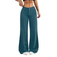 thumbnail image 3 of Women's Low Rise Wide Leg Trousers Solid Color Baggy Dress Pants Dressy Low Waisted Business Casual Work Loose Plain Going Out Pants Trendy Womens Pants 2026 Dark Green XL, 3 of 6