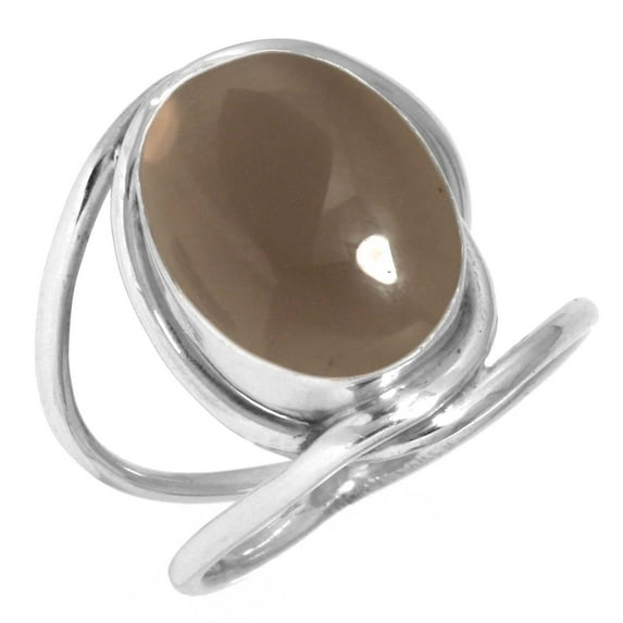 925 Silver Ring For Women - Men Brown Smoky Topaz Stone Silver Ring Size 11.5 June Birthstone Elegant Silver Ring Size 11.5 Gift For Girl Friend On New Year 925 Gemstone Silver Jewelry
