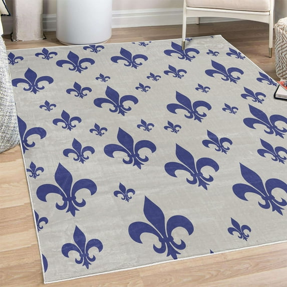 Fleur De Lis Decorative Rug, Lily Pattern Classic Retro Royal Vintage European Iris Ornamental Art, Quality Carpet for Bedroom Dorm and Living Room, 6 Sizes, Dark Lavender, by Ambesonne