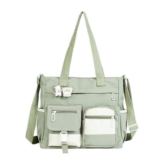 Womens Crossbody Bags for Teens Cute Messenger Purse Nylon Shoulder Tote Bags Multi Pockets Top Handle Satchel Handbags Green