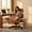 Brown-Leather, variant on Peispie Criss Cross Office Chair with Adjustable Arms, Sherpa Cross Legged Desk Chair with Headrest, Wide Seat High Back Swivel Computer Office Chair for Home Office, Beige