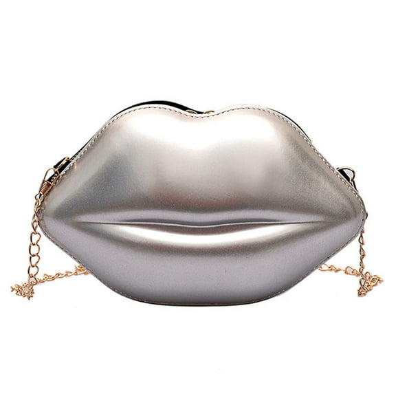 FENOHREFE Candy Color Crossbdy Bag Lip Shape Shoulder Bag Small Evening Purse Phone Pouches with Metal Chain for Women