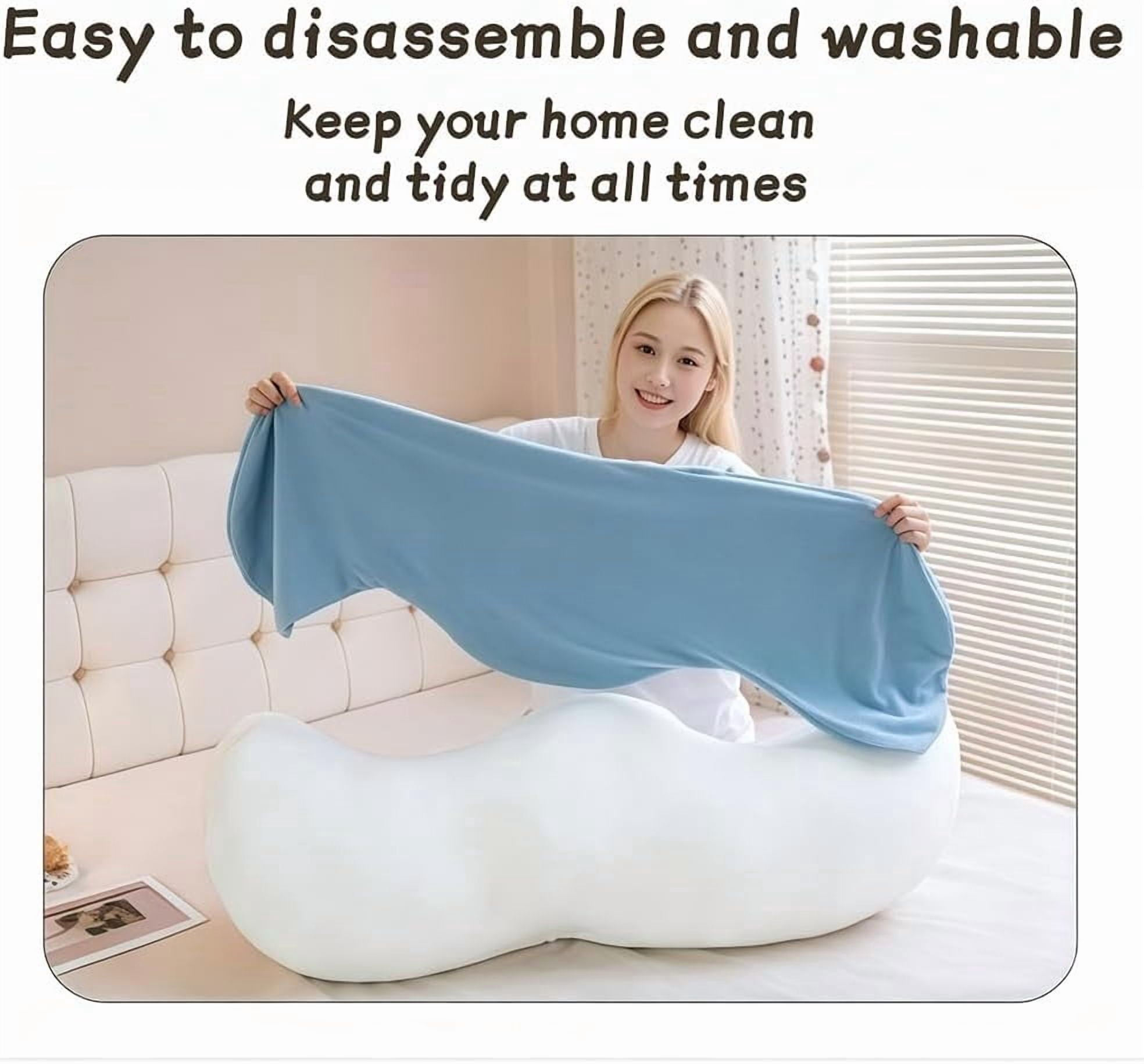 Pea Pod Body Pillow for Side Sleeper, Double Wave Curve Side Sleeper Pillow, Ergonomic, Cooling Side Sleeper Body Pillow, Full Body Support Pillow for Arms, Hips & Knees (110cm-Pink)