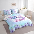 thumbnail image 3 of Manfei Initial B Letter Bedding Comforter Set 7pcs for Teens, Magic Butterfly Animal King Bedding Sets, Cartoon Dreamy Floral Reversible Bed Sheets, Ultra Soft Bedroom Decor, 3 of 7