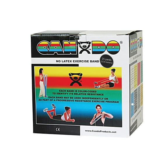 CanDo latex-free exercise band, black, 25 yard dispenser